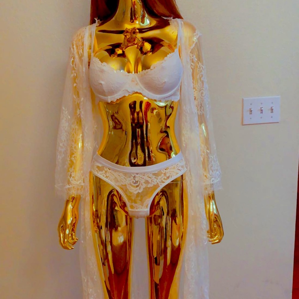 The Angel Set! White Lingerie Bra and Cover Up Only